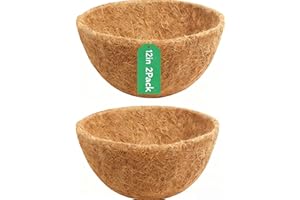 Stepfowarder Hanging Basket Liners 2 Pack, 30cm/12inch Round Coco Liner, Natural Coconut Fiber Replacement Liners for Garden Plant Flower Balcony Planter Liner Replacement (Round 30cm/12in - 2PACK)