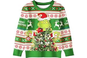 Brigcalki Grinch Hoodies Boys Pullover Hoodie Sweatshirt Long Sleeve Pyjamas How the Grinch Stole Christmas Girls Coat 5-12 Years