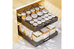 PAMEIL Cassetti Estraibili per Cucina, Cassetti Estraibili con Adesivo, Organizer Per Mobili da Cucina Per Mobili da Cucina, Cassetto Estraibile Cucina (nero, 30 cm larghezza (1 pezzo))