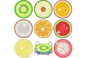 CLENDO 8 Stück Diamond Painting Untersetzer mit Halter,Diamond Painting Erwachsene, DIY 5D Diamond Painting Kinder Art, Diamond Painting Untersetzer Kinder