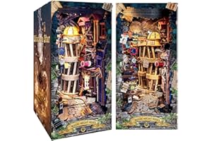 QUANQUER Book Nook Kit de bricolaje: casa de muñecas de madera en miniatura con muebles y luz LED, callejón nocturno mágico 3D rompecabezas de madera Book Nook Kit, kits de construcción para personas mayores