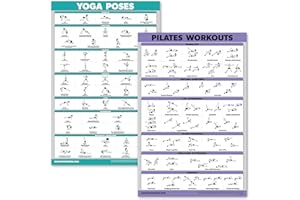 YEEGFEY QuickFit 2 Pack - Yoga Poses & Pilates Mat Work Exercise Poster Set - Set of Two