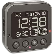 TFA Dostmann 60.2562.01 radiopiloté(e) Réveil noir, argent Heures de réveil 2 grand écran