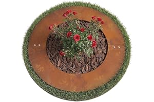 Relaxdays Anneau d'arbre, Patine, Tronc d'arbre, Bordure de pelouse, Arbres et arbustes, Ø 50 cm, Anneau de Plantation de Jardin, en Acier Corten, Marron