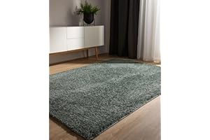 benuta Basic Alfombra Salon Pelo Largo Sohari salón - Verde Claro 60x120 cm - Minimalista - Suave Lavable - Dormitorio, Pasillo, Comedor - Suelo Radiante