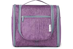 Narwey Neceser Colgante Bolsa de Aseo Mujer Grande Neceser Maquillaje Organizador Viaje Accesorios Largo (Morado)
