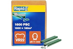 Rapid VR22 - Agrafes à Grillage en Acier Galvanisé, Plastifié Vert, Compatible avec les Grillages 5-11 mm, Idéal pour Sécuriser Cages & Clôtures, 1600 Pièces, Emballage Boîte (40108811)