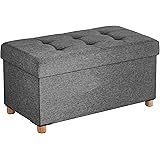 SONGMICS Pouf Contenitore, Cassapanca, Panca Contenitore, Sgabello Poggiapiedi, Pieghevole, 38 x 76 x 40 cm, per Soggiorno, C