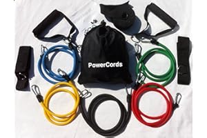 POWERCORDS 100% NATURAL LATEX TUBES, Columbia-Bookfest®Power Cords Resistance Bands 11pc Set, Ideal For Home Fitness, Yoga, Pilates, Abs, P90x & Workout with workout guide. Part of the Columbia-Bookfest® PowerCord products.
