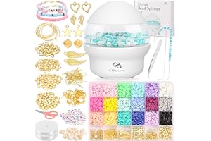 PP OPOUNT Spinner Eléctrico con 3960 PCS de Cuentas de Arcilla, Hilandero Eléctrico para Cuentas de Arcilla, Spinner de Cuentas Rápida para DIY Bracelet Arte y joyería-Making (Patentado)