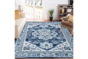 LuxFocus Dywaniki do salonu, duży dywan, niebieski, 160 x 230 cm, vintage, kwiatowy, można prać w pralce, orientalny design, mata podłogowa do sypialni, jadalni, odporny na plamy