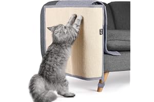 NATUYA Cat Scratch Furniture Protector Mat - Natural Sisal Sofa Shield Scratching Pad for Cats - Cat Scratch Deterrent Couch Sofa Chair (Light gray, Right)
