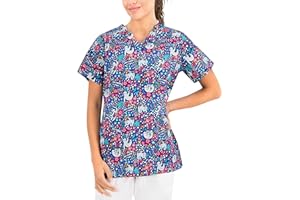 B-well Bambina Schlupfkasack Damen Kasack Kurzarm V-Ausschnitt Kasacks Damen Pflege Motiv