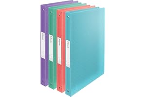 Esselte, Segregator 4-Ringowy Esselte Colour'Breeze, Miękka Oprawa, do 140 Kartek A4, do Domu/Biura, Grzbiet 25 mm, Wytłoczony Wzór, Mix Kolor, 1 Sztuka, 626249