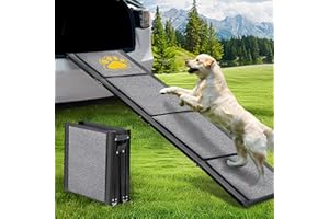 BACOENG 180cm Rampe pour Chien Voiture Pliable, Rampe Portable pour Chiens de Grande Taille avec Surface Antidérapante, Disponible pour Voitures, Camions et SUV, Supporter Un Poids De 110 KG