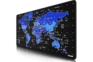 CSL-COMPUTER Titanwolf Gamingowa podkładka pod mysz XXL, 900 x 400 mm, podkładka na stół, duża, precyzja i prędkość, gumowy spód, antypoślizgowa, odporna na działanie wody, mapa świata, czarno-niebieska