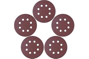 MIDO PROFESSIONAL ABRASIVE MIDO Professioanl Abrasive 125mm Sanding Discs 110 PCS Sandpaper 5 Inch 8 Hole Sanding Pads 100 Grit Sanding Disc Hook and Loop Round Orbital Sander Pads for Sanding