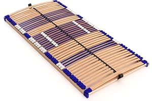 ‎SCHLUMMERPARADIES stabiler Lattenrost 100% BUCHE Lattenrahmen - nicht verstellbar, starr - SCHULTERFRÄSUNG, 7 Zonen, 44 Federleisten, Härte-Regulierung, Mittelgurt - FIX COMFORT 44® - fertig montiert (90x220cm)