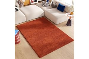 TAPISO Essence Tappeto Shaggy a Pelo Lungo Monocromatico Rosso Terracotta per Soggiorno Sala Camera da Letto Cameretta Morbido Resistente Sicuro OEKO-TEX 140 x 200 cm