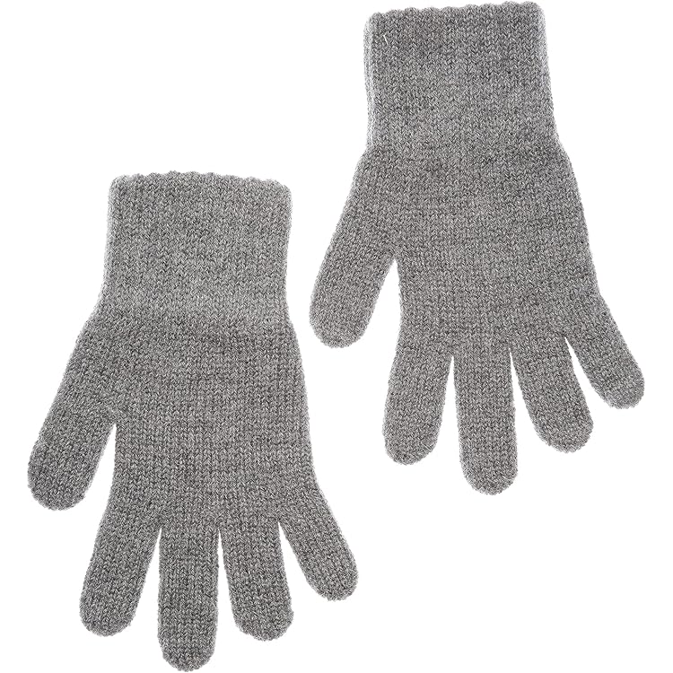 KNITAS Gebreide vingerhandschoenen van wol voor baby's en kinderen, warme dubbellaagse winterhandschoenen voor jongens en meisjes, 1-2 jaar, comfortabele zachte handschoenen in de kleur grijs, maat 4