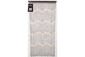 H-LINE Beaded Bamboo Wooden Door Curtain Summer Blind Fly Curtain Screen 180cm x 90cm (Thin Wave Design)