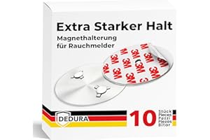 DEDURA Rauchmelder Magnethalter 10er Set mit extra starken Klebepads - ohne Bohren und Schrauben - Magnethalterung geeignet für alle gängigen Rauchmelder und Feuermelder - Selbstklebende Befestigung