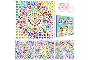 YAZHIJI 3D Diamond Window Art Craft Kits for Girls, Kids Golden Suncatcher Kit for 6 7 8 9 10 11 12 Years Old DIY Gem Painting Supplier Set for Boys Ages 6+ Gemstone Stickers as Birthday Christmas Party