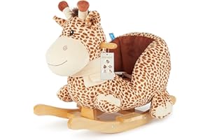 Bieco Plüsch Schaukeltier Giraffe | Schaukelpferd Baby | Schaukeltier Kinderschaukel Indoor Wippe | Schaukelpferd ab 1 Jahr Schaukel Baby Spielzeug ab 9 Monaten