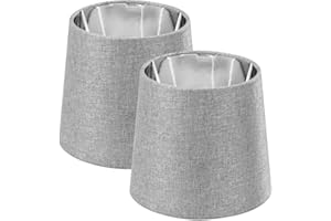 Navaris Set 2x Paralume Lampada Tessuto Grigio Interno Argentato - Para Lume Abatjour Luce da Tavolo Lampadina E14 - Paralumi Grigi Ø172-137x152mm