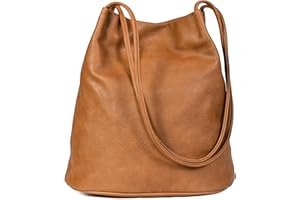 Mabel London Women's Fashion Designer Medium Size Plain Soft Vegan Leather Hobo Bucket Tote Shoulder Bag - Delilah