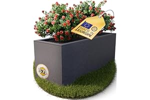 Ondis24 Volcán Macetero de 57 L de volumen de siembra, rectangular, con almacenamiento de agua, macetero para balcón y terraza (antracita)