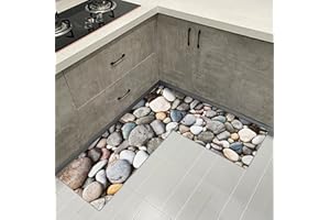 HZVRTN Alfombra de cocina de 40 x 60 + 40 x 120 cm, lavable, antideslizante, alfombra de PVC para cocina, 2 unidades, respaldo de goma para comedor, cocina, pasillo (B)