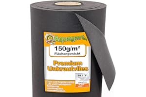 Aquagart Garten Unkrautvlies 150g inkl. 10 Erdanker I umweltfreundliche Unkrautmatte aus Polypropylen, Gartenvlies wasserdurchlässig I Mulchvlies Wurzelvlies gegen Unkraut I (Vlies 10m x 1,2m)