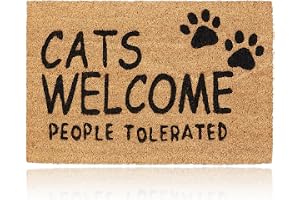 Relaxdays dörrmatta kokosfiber, Cats Welcome, stor dörrmatta 60x40 cm, antihalk entrématta, hallmatta, katt, natur