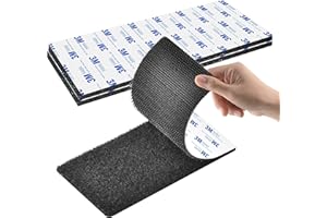 RUSOZ Scratch Autocollant Double Face,2Pcs Ruban Adhésif Double Face Puissant Extra Fort Nylon Bande Scratch Adhésive Noir 20cm×10cm pour La Maison, Le Bureau, Le Garage