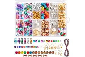 ‎HANDI STITCH Handi Stitch 410Stk Dreadlocks Schmuck & Haar Perlen - Braids Schmuck Gold, Silber & Bunt, Aluminium Metall Spiralen, Hair Cuff, Haarringe, Anhänger & Holz Haarperlen - Dread Schmuck & Zopf Schmuck