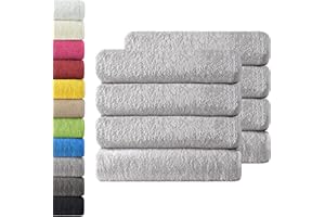 NatureMark Paquete Ahorro de 8 Toallas de Tejido de Rizo, Set de 8 Unidades de 50 x 100 cm, Gris-Plata, 100% algodón