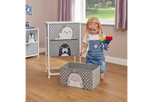 Liberty House Toys Kids Arctic Chest of Drawers - Furniture Storage Chest for Kid’s, Bedroom, Nursery, Playroom, Clothes, Toy Storage - Steel Frame, Wood Top, 3 Fabric Bins