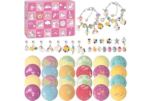 MOMOSTAR Unicorno Bombe da Bagno Bambini, 24 Pezzi Bombe da Bagno con Sorpresa Giocattoli, Bombe da Doccia Naturali, Regali di Compleanno Natale pour Bambini, Calendario Avvento (Unicorno)