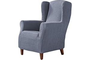 Estoralis Beta | Funda Sillon de Diseño Moderno | Tejido Elástico Celeste | para Sillon Orejero (de 70 a 110 cm.) | Máxima Adaptabilidad a Todo Tipo de sofás