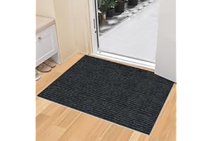 ‎GITVIENAR GITVIENAR Fußmatte Selbstklebend & Wassersaugend: Anti-Rutsch Matte Innen/Außen mit Tiefrillen, Schmutz/Staub Schutz – Für Flur, Garten + Sicherheitsgriff (Schwarz, 80 * 120cm)