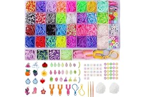 yenlk Loom Bands Kit with Charms Beads, 40 Grids Loom Rubber Bands Set for DIY Refill Friendship Bracelet Making Craft, Craft Kits Halloween X-mas Birthday Party Gift for
