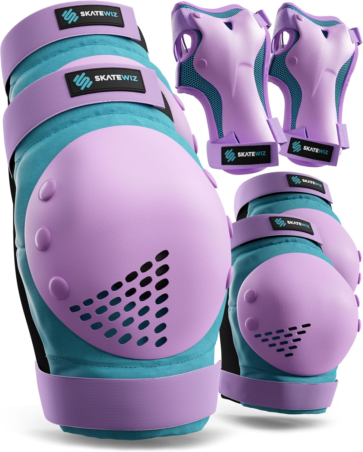 SKATEWIZ Protecciones Patines Niña y Niño - Protecciones Patines Adulto - Protectores en Línea, Skate, Scooter - Rodilleras y Coderas - SMASH