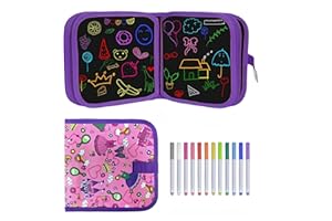 ZENOVATE Portatile da Disegno per Bambini, Giochi da Viaggio Bambini 3 4 5 Anni, Doodle Disegno Giocattoli con 12 Penne Colorate Cancellabili, Libro di Pittura per Bambini, Regalo Bambina 3 4 5 Anni, 14 Pagine