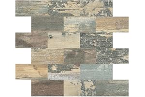 DEWOO Wandfliesen Selbstklebende Küchenrückwand Platte Hart PVC Fliesen Klebefliesen Küche Bad 10-Stück (34 x 29 cm)