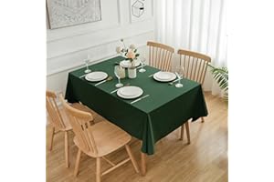 ATsense Obrus, obrus w kolorze leśnej zieleni, obrusy o wyglądzie lnu, 100% spranej bawełny, prostokątny obrus 140 x 200 cm