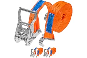 INTAKO - Pasy Transportowe z Napinaczem 6m 2000kg 35mm - Zestaw 2 Sztuk - Pas Transportowy z Klamrą Zabezpieczający Ładunek - Mocujący do Motocykla - Zgodny z Normą DIN EN 12195-2