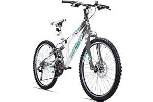 ‎BERGSTEIGER Bergsteiger Montreal 20, 24 Zoll Kinderfahrrad, geeignet für 6,7, 8, 9, 10, 11, 12, 13 Jahre, 18 Gang-Schaltung, Mountainbike mit Vollfederung, Jungen-Fahrrad, Mädchen-Fahrrad