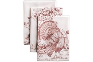 Maison d' Hermine Holy Jouy 100% Baumwolle Set von 3 Multi-Purpose Küchenhandtuch | Bar Handtücher | Thanksgiving/Weihnachten (Brown, 50cm X 70cm)