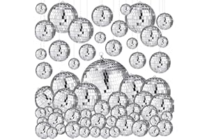 FUNTERY 100 Pcs Mirror Disco Balls Decorations Different Sizes Bulk Silver Disco Balls Ornaments Hanging Disco Balls for Christmas Tree Dance Music 50s 60s 70s Disco Themed Party Decor (1, 2, 3, 4, 6, 8)
